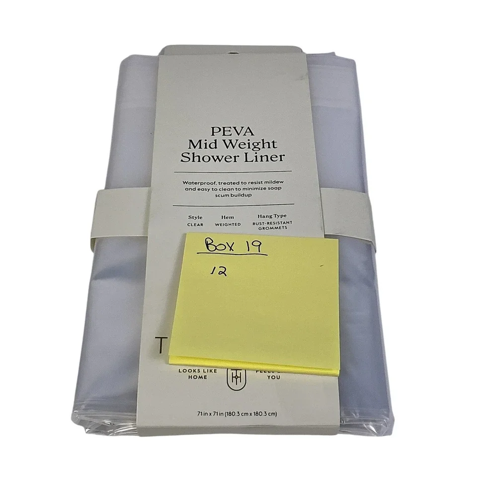 Threshold PEVA Mid Weight Shower Liner Clear Rust Resistant Grommets 71x71‎
